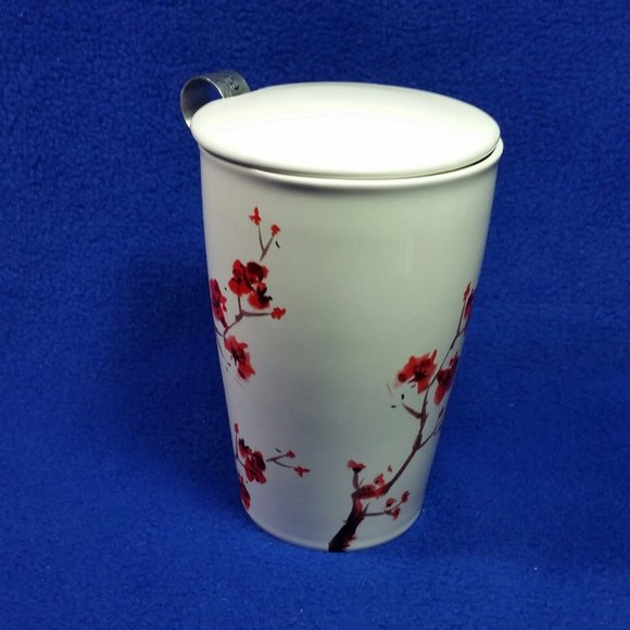 Tea Forte Kati Cherry Blossom Ceramic Tea Infuser Cup with Lid Brewing Pre-Owned - Picture 2 of 10